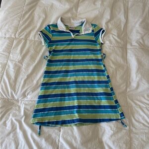 VTG Teaze Striped Polo Dress Size 7 | Made in USA Y2K Dragonfly Logo